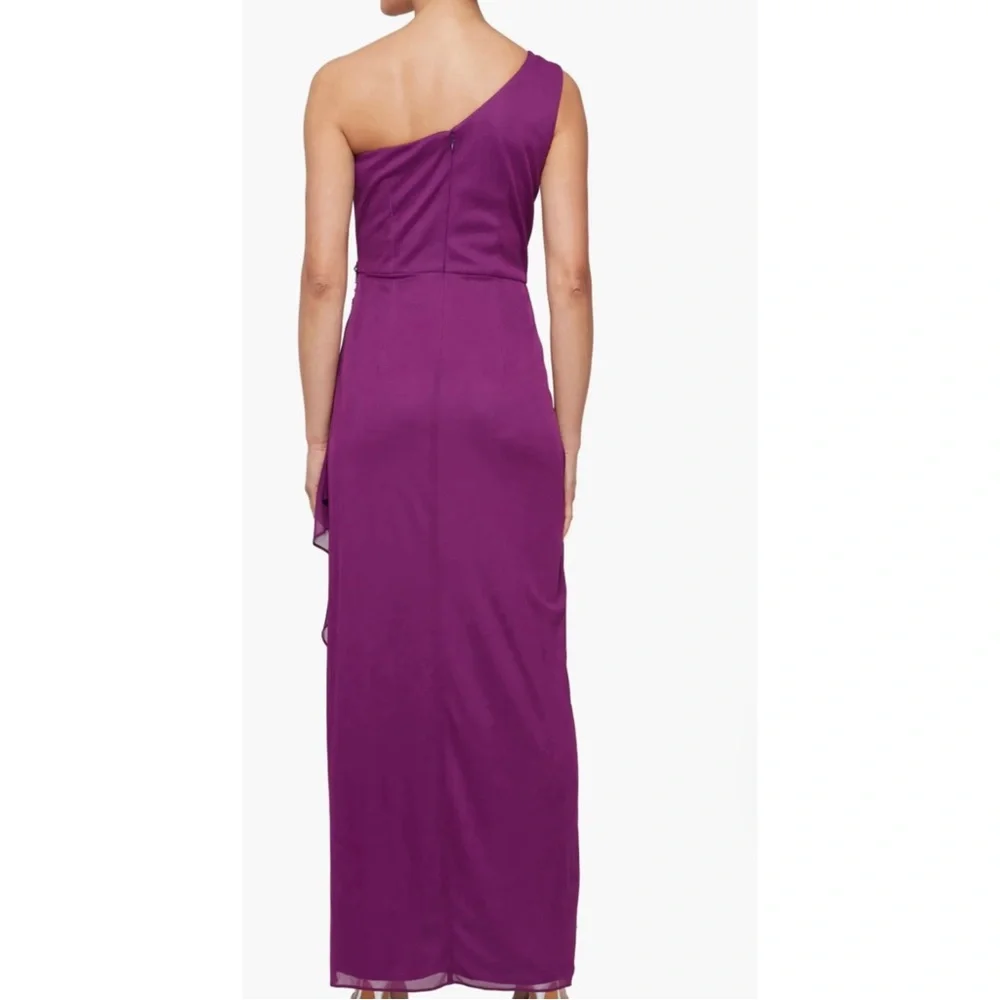 Alex Evenings Womens Purple One Shoulder Dress, formal, wedding guest, prom gown - Picture 2 of 4